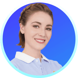 Female AI teacher providing English speaking lessons for kids in the Speako learning app.