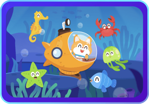 English learning app for kids with fun ocean adventure theme and interactive language lessons